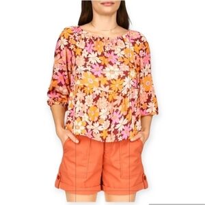 Anthropologie Sanctuary seashore Womens Floral‎ Print Peplum Blouse